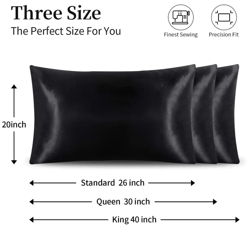 2pcs Luxury Soft Satin Silk Pillowcase Perspiration and Breathable 100% Natural Satin Silk Pillow case