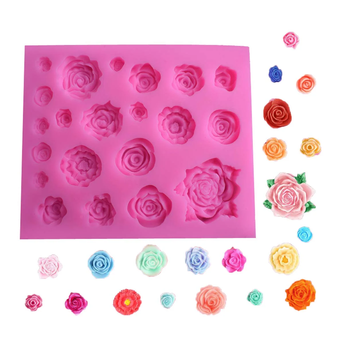 
Medium Rose Flower Silicone Molds Cake Chocolate Mold Wedding Cupcake Topper Fondant Cake Decorate Tools Candy Resin Soap Moulds 