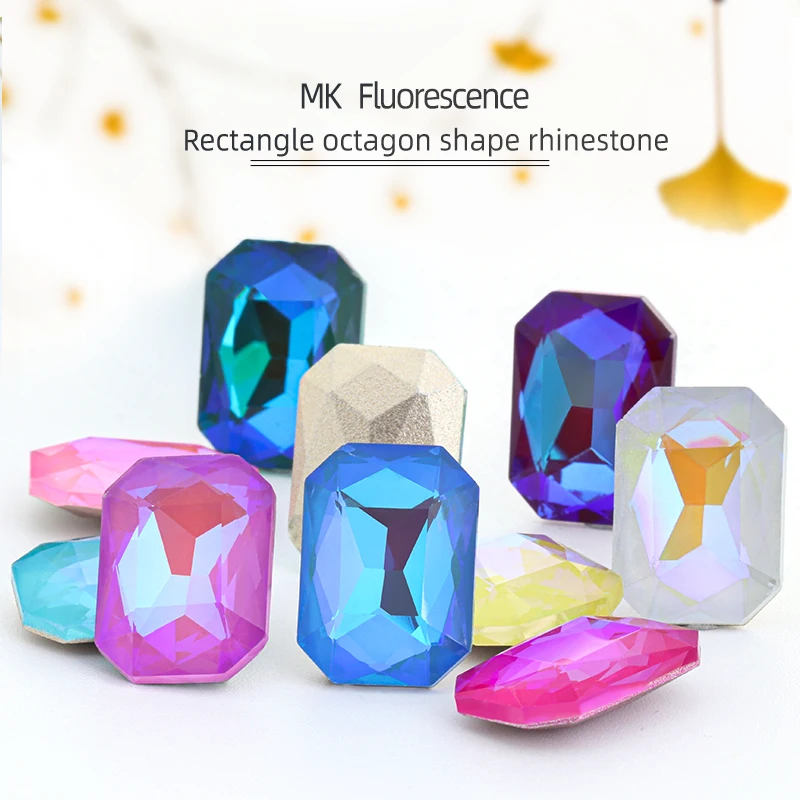 Xichuan Mocha Fluorescent Series Rectangle Octagon Shaped Rhinestone  K9 Glass Point Back Rhinestones