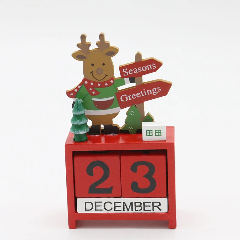 Christmas ornaments wooden Christmas tree calendar office  desktop Christmas countdown calendar building blocks