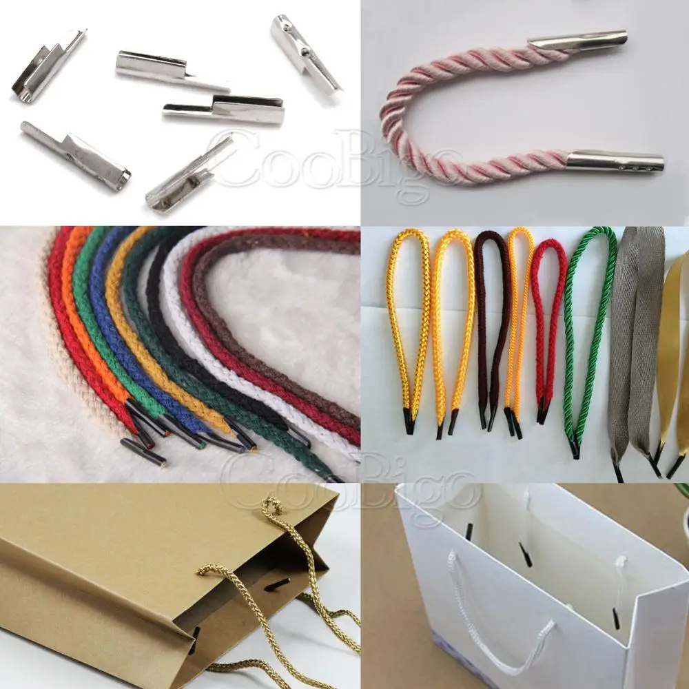 2.5mm Rope Cord Lock Ends Stopper Clip Metal Silver Paper Bag Hand Lanyard Webbing Ribbon DIY Garment Sewing Craft Accessories