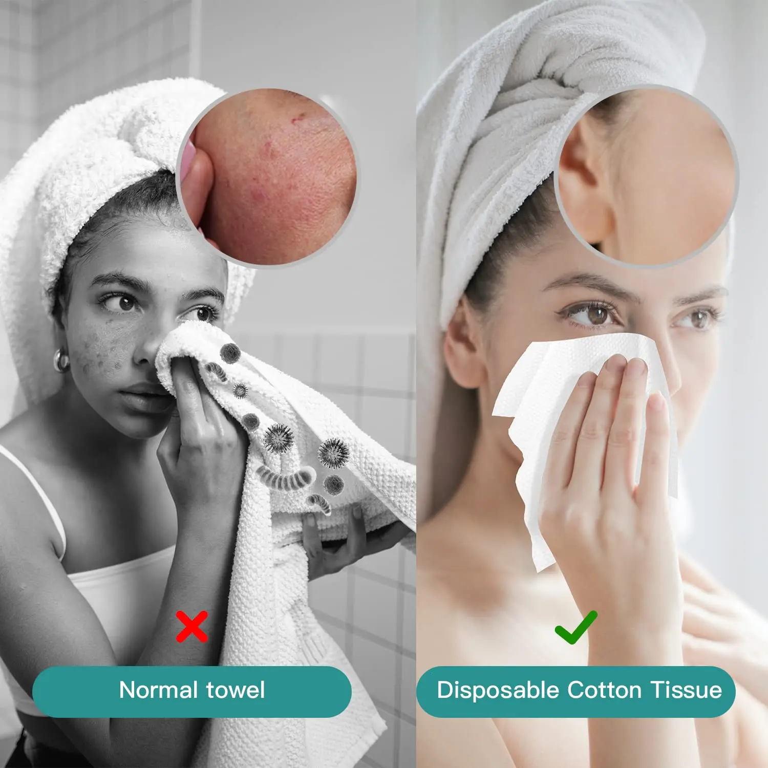 Wet And Dry Disposable Cotton Facial Tissue Pure Cotton Face Towel Tissu Paper