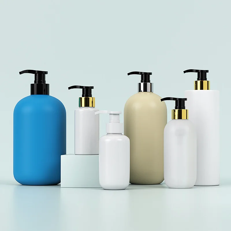 PCR PE Eco Friendly Gold Cosmetic Twist Airless Pump 100 - 500 Ml Frosted Finish Biodegradable Empty Square Pet Shampoo Bottle