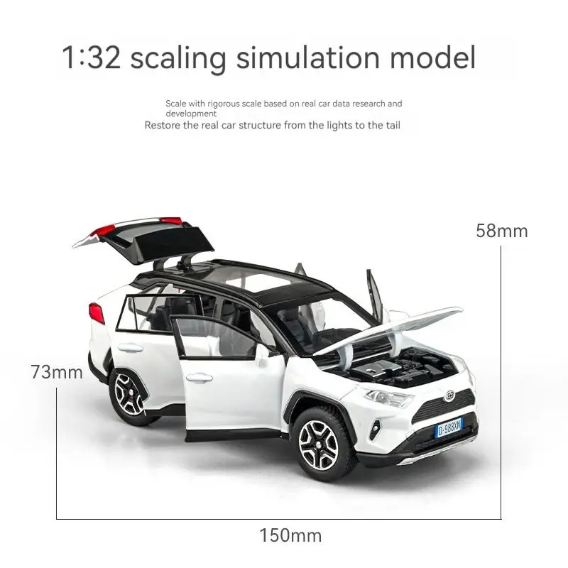 1:32 литая из сплава звук и свет оттягивание Toyota RAV4 под давлением модель игрушечного автомобиля для коллекции подарок детей
