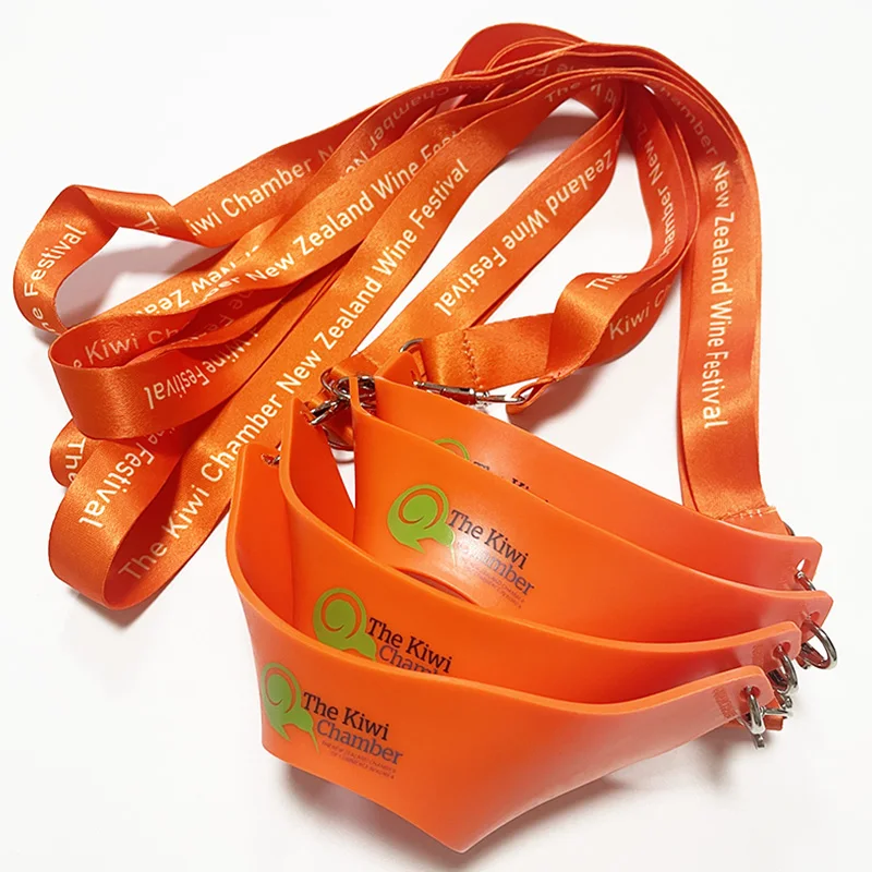 Adjustable Lanyard Strap With Heat Transfer Logo Customizable Drink Cup Wine Glass Holder Necklace