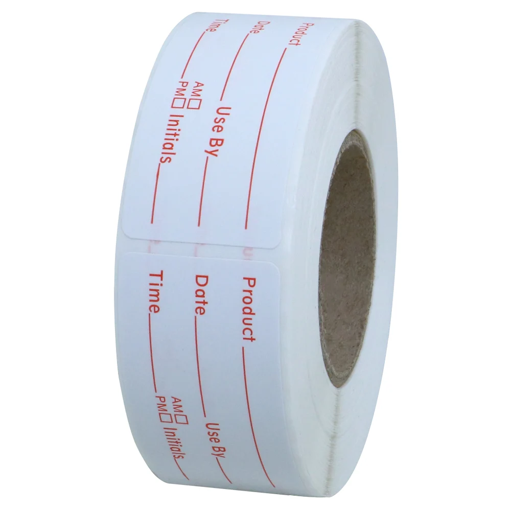 Hybsk 1 x 2 Inch Shelf Life Labels for Food Rotation Use By Food Preparation Stickers Prep Date Total 500 Labels Per Roll