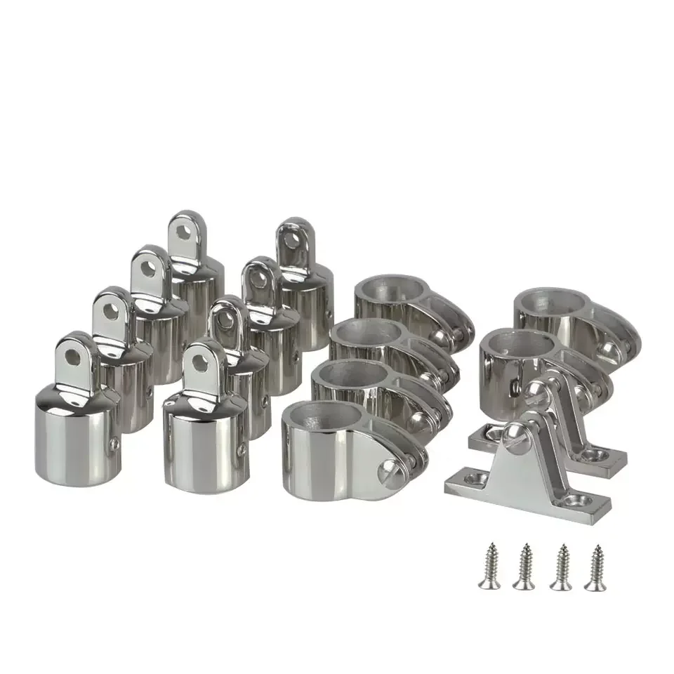 16 pack of end cap deck hinge jaw slide stainless steel 4 bow boat bimini top fitting hardware kit