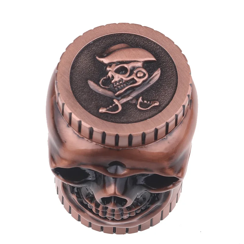 Factory direct 2021 new metallic manual tobacco shredder new cigarette grinder skeleton head full metallic cigarette grinder