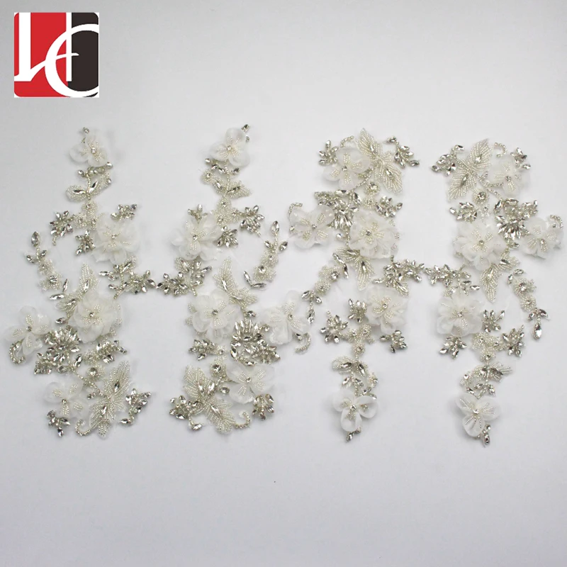HC-6885 Hechun wholesale high quality crystal rhinestone wedding dress applique