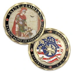 FIRE FIGHTERS Tradition Antique Metal Commemorative Coin, Sacrifice Dedication Community Challenge Coin