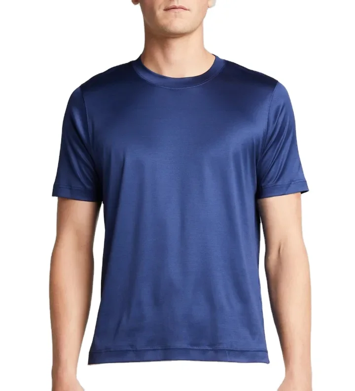 Men crew neck single stitch regular fit custom logo blank mercerized cotton t-shirt