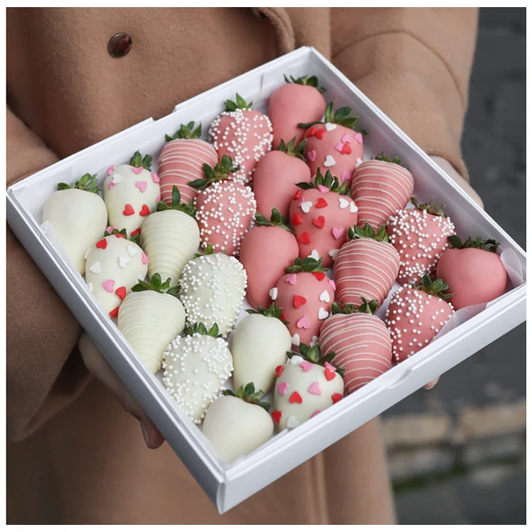 Luxury Clear Window Bonbons Truffle Bar Sweet Candy Dessert Paper Packaging Carton Custom Premium Chocolate Strawberry Box