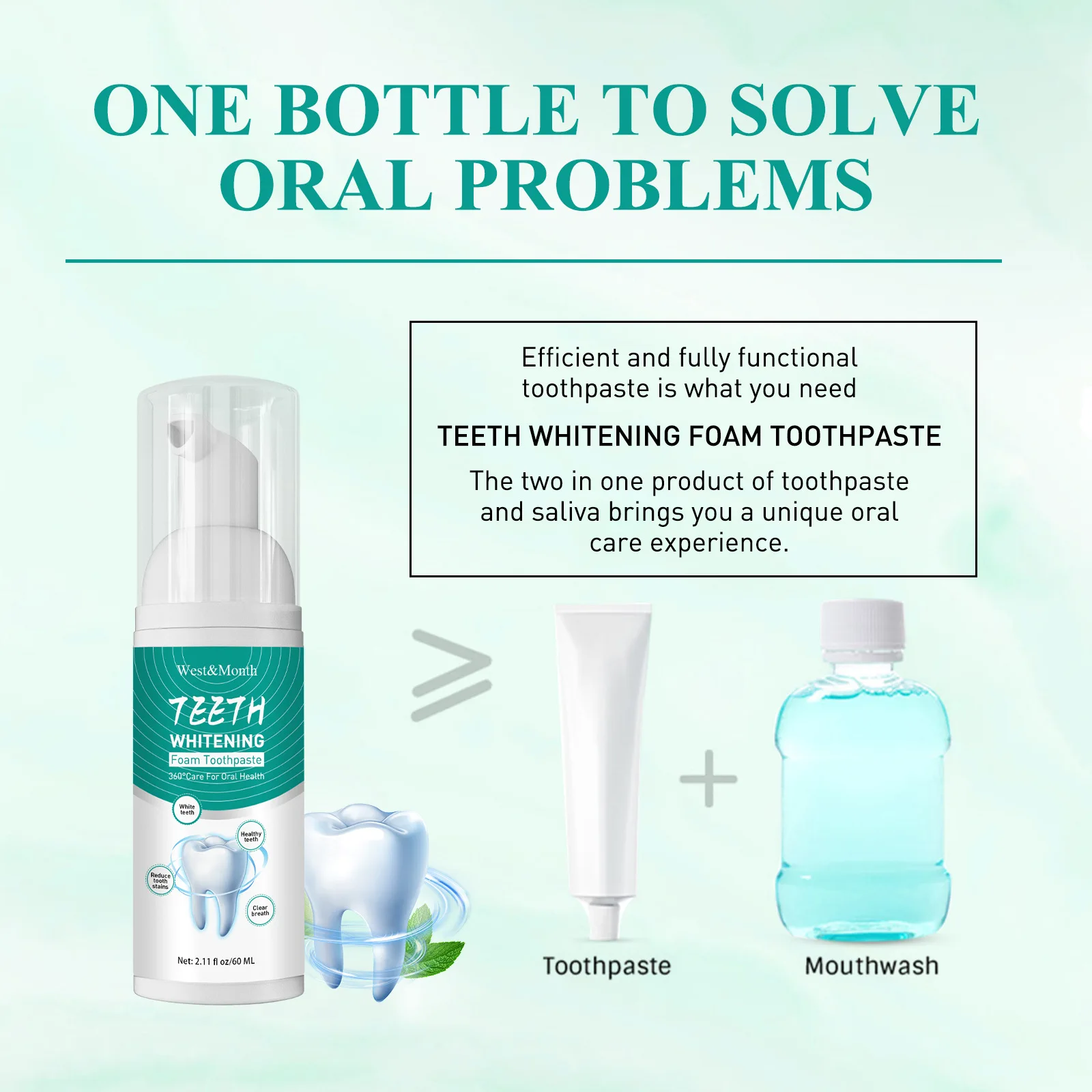 Foam toothpaste Breath freshening whitening toothpaste Tooth anti-moth mouth cleaning tooth stains and gum care