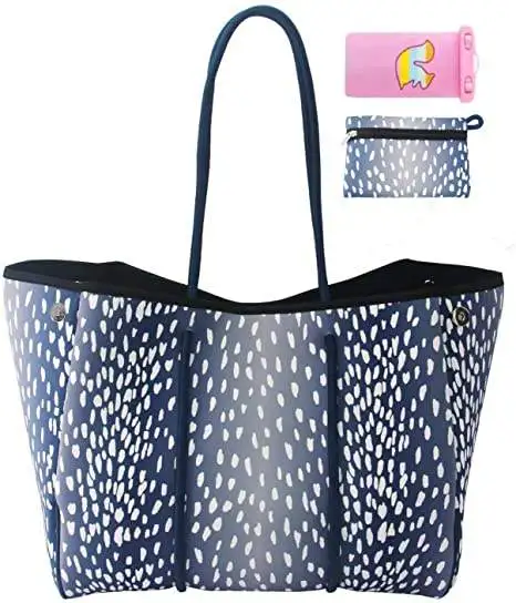 Customized Neoprene Tote Bag for Ladies Large Capacity Beach Totebags Reusable Shopping Bags Fashion Shoulder Bags Women Handbag