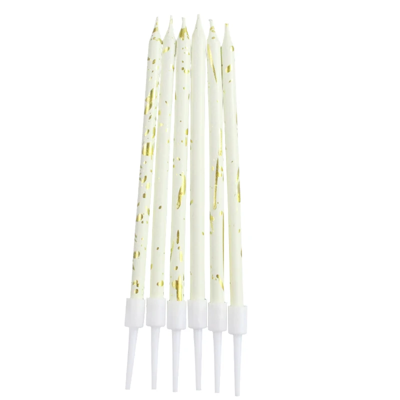 Wholesale new 6 suction card cake candles black gold platinum creative romantic party decoration birthday pencil candles