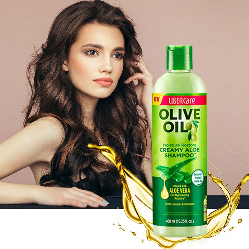 Wholesale Silky Smooth Olive Oil Creamy Aloe Hair Shampoo Repair Damage Hair Shampoo Anti Dandruff 480ml