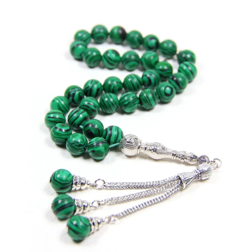 Synthetic malachite Muslim rosary 33 beads 10mm rosary Muslim Prayer bead Islamic Prayer bead Tabithi Rosary bracelet
