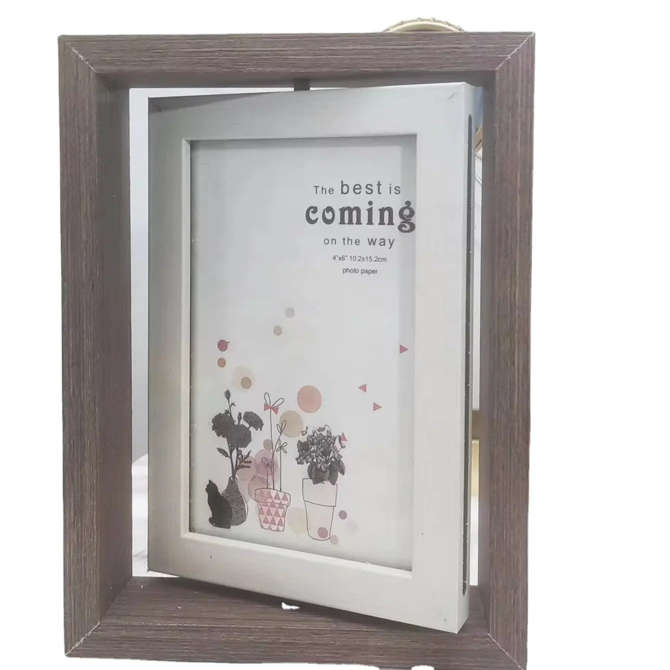 MDF wood photo frame 4*6 5*7 6*8 rotating picture frames creative  fashionable with natural modern style wholesale