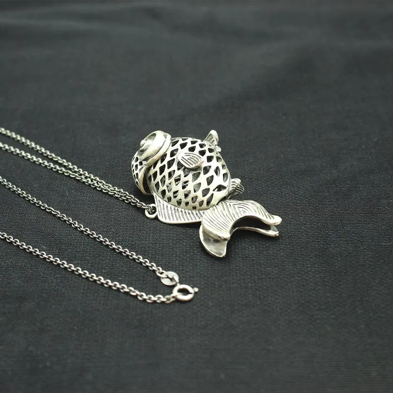 Wholesale marcasite 990 sterling silver carp pendant fish necklace