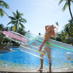 transparent inflatable tanning unicorn water swimming pool lounger float floating platform island bed tank