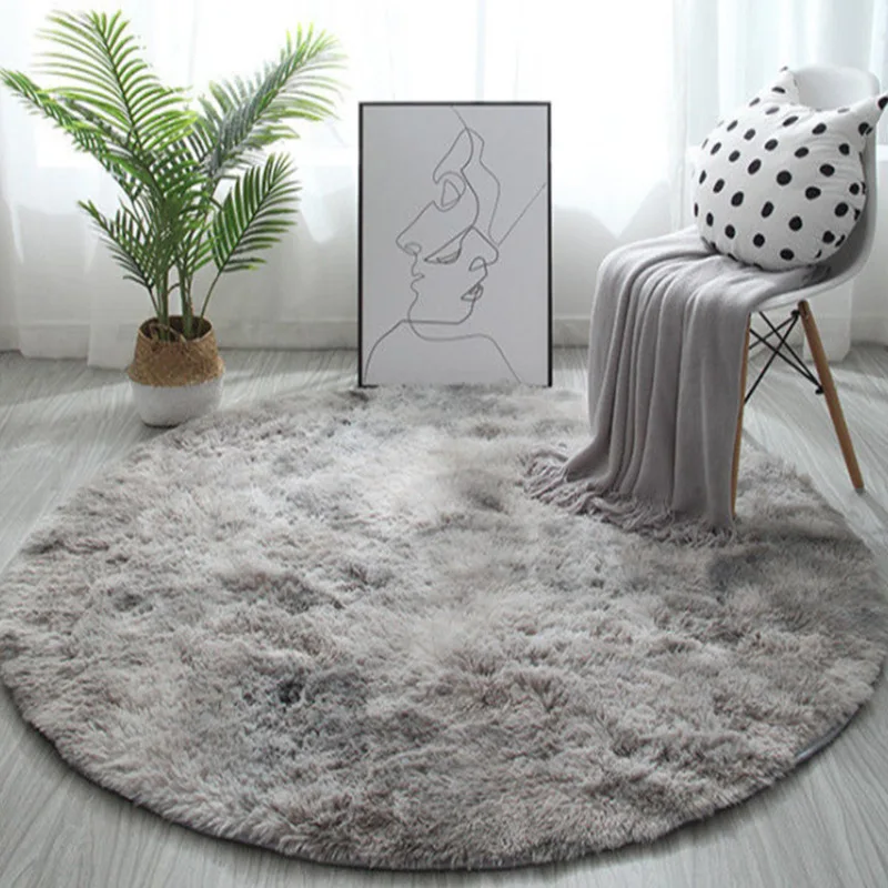 Shaggy Circle Office Carpets Round Living Room Carpet Floor Mat Plush Rug Wool Bedside Carpet