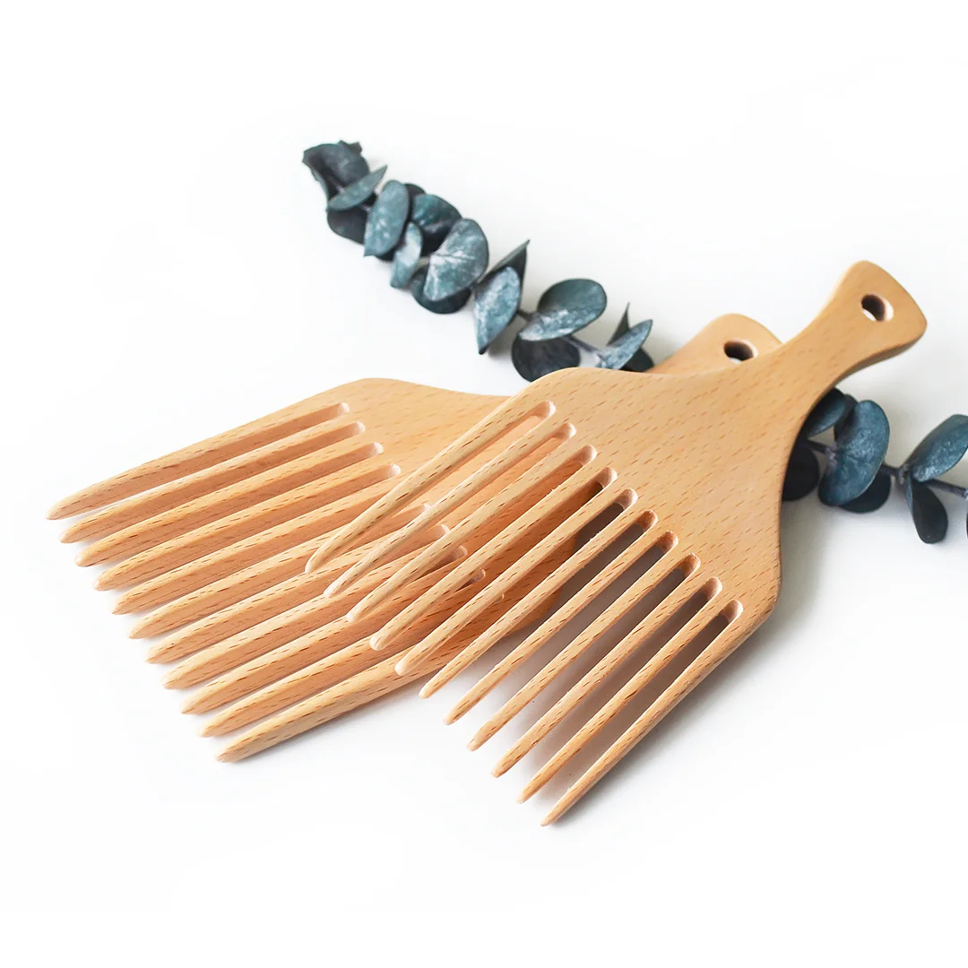 ECO-Friendly Wholesale Bamboo Hair Pick Afro Comb High Quality Handmade Hair Pick Afro Comb