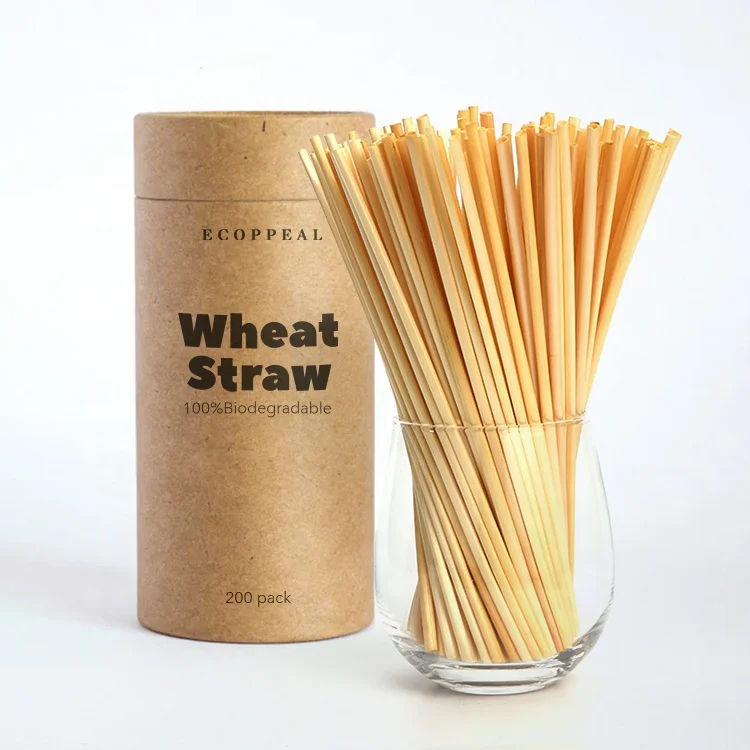 Custom Drinking Tool Biodegradable Compostable Natural Eco Wheat Straw Drinking Straws