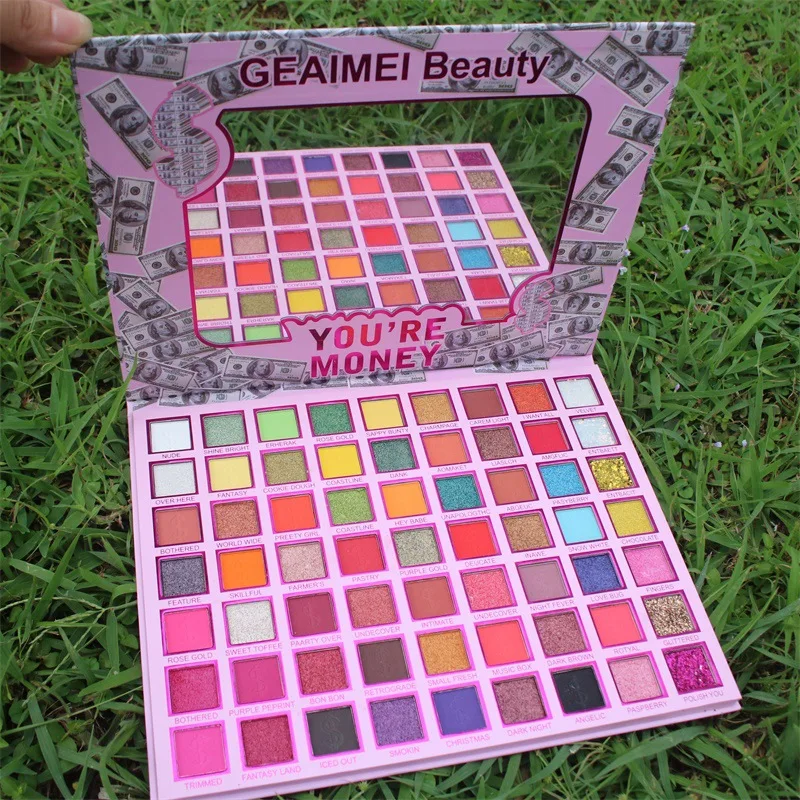 63 Color Dollar Eyeshadow Palette Matte Glitter Pigmented Eyeshadow Palette Pink Eyeshadow Palette Private Label