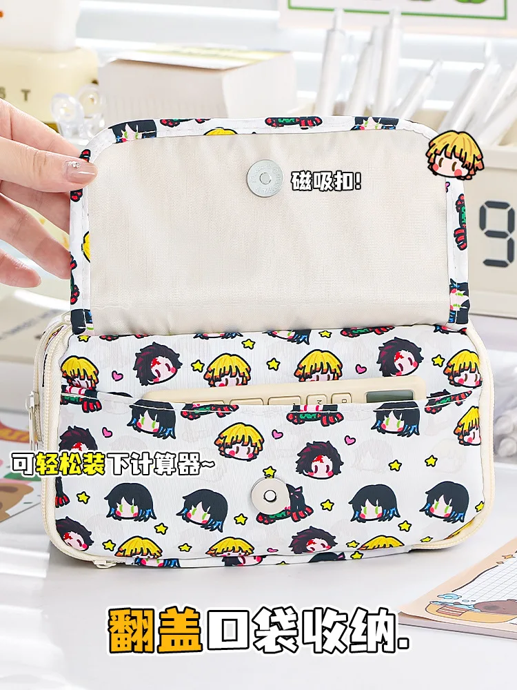 2025 Kawaii Anime Ita Bag Large Capacity Pencil Canvas Stationery Holder Bag Children Pen School Supplies Gift