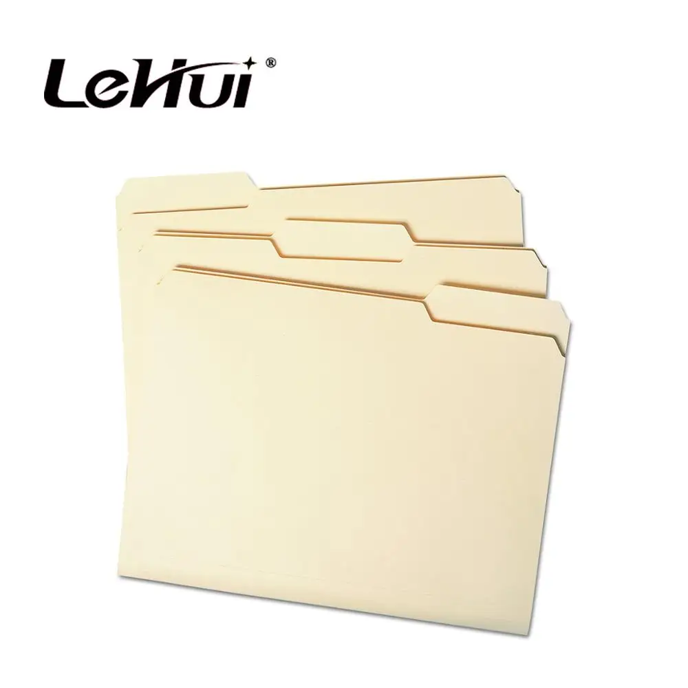 2023 popular 1/3-Cut Tab Letter Size Assorted Positions 100pcs  Per Box Buff Manila File Folder