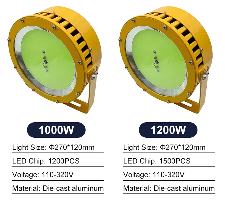 YOUWIN Commercial 1000W & 1200W Marine LED Light Yellow Fish Tuna Light for Saltwater Fishing High Intensity LED Light Fishermen