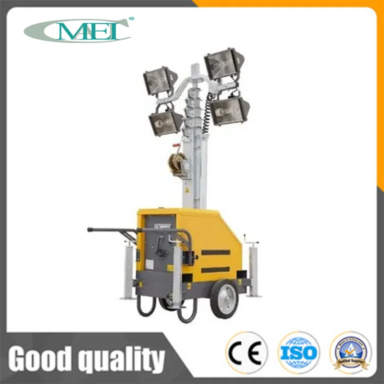 Factory Construction Mobile Outdoor Light Tower 9m Trailer Mounted Lighting Tower for Sale