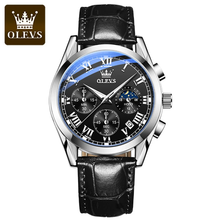  OLEVS watch 2871 Fashion Business Waterproof Quartz Top Brand Luxury Leather Strap Sport Clock Male wrist