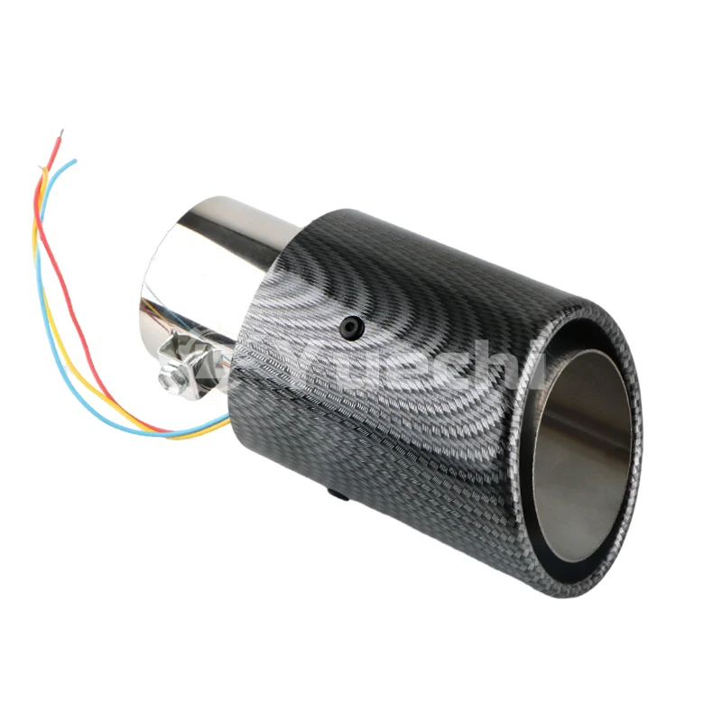 Universal Car Carbon Fiber Luminous Exhaust Tips Red Blue Light Car Led Muffler Exhaust Pipe Tip