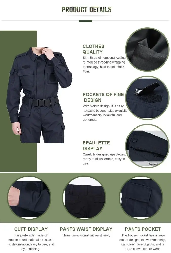 Индивидуальная мужская одежда охранника, дешевая рубашка безопасности с длинным рукавом