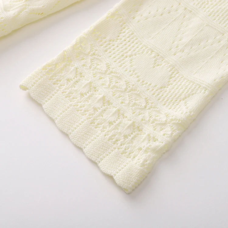 Knitwear manufacturers custom summer v neck beige mesh lace hollow out lace sweet  elegant casual   women knit sweater dress