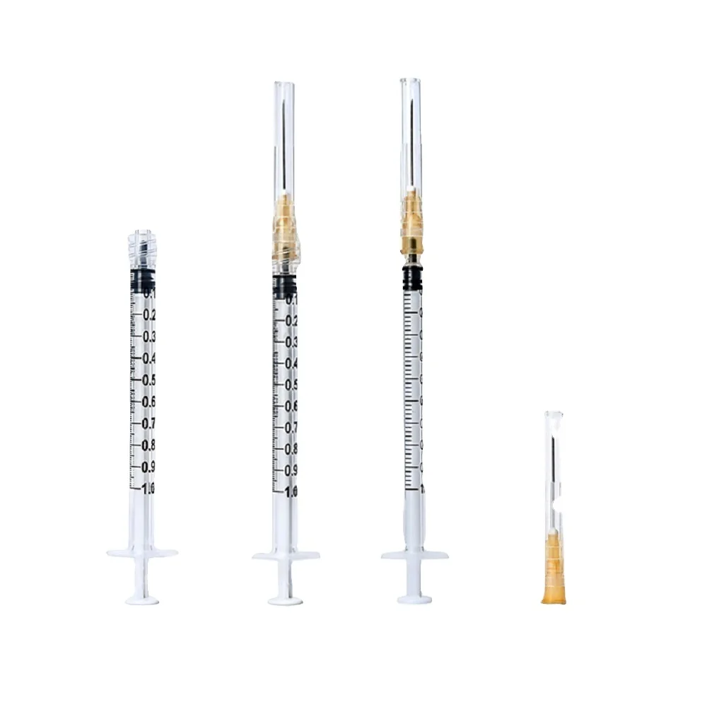 HUAFU высококачественный безопасный одноразовый шприц Luer Lock 1 мл с иглами для инъекций вакцины, больничное медицинское использование, Одобрено CE
