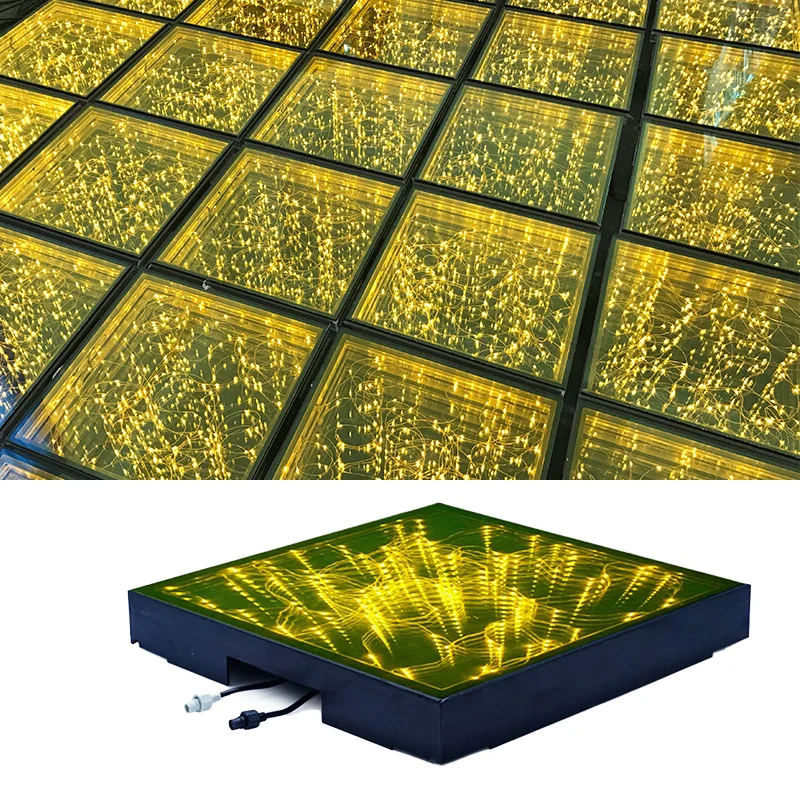 Wholesale price led starlight dance floor tiles sensor 3d glass led dance floor for weddings events