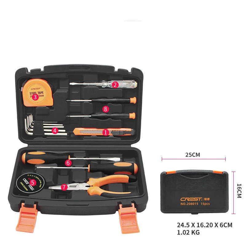 15 pcs in 1 Household magnetic diy repair tool kit hardware tool screwdriver bit set tools hardware combined set