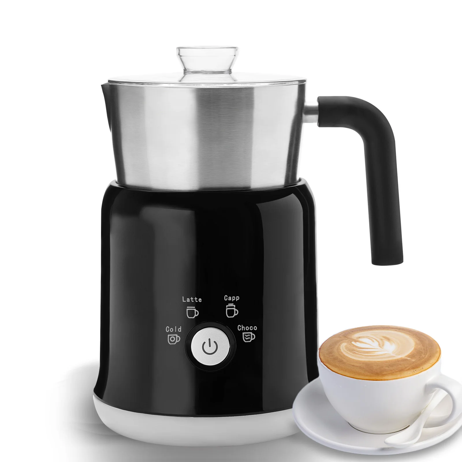 Stainless Steel Milk Frother - 4-in-1 Function, the Ideal Choice for Coffee Enthusiasts, Essential Tool for Milk Foaming