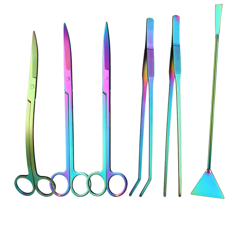 Aquarium Tweezers Scissors Spatula Tool Set Bonsai Kit Algae Scrapers Aquarium Cleaning Kit Stainless Steel Aquarium Plant Tools