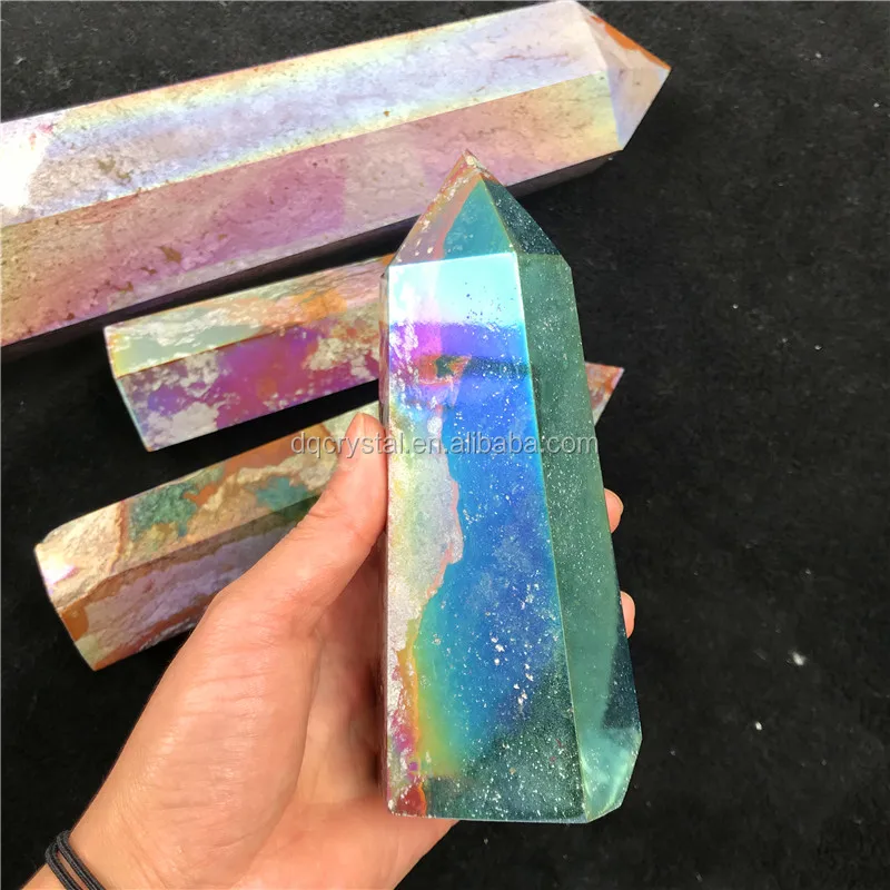 Natural Aura Ocean Jasper Stone Crystal Tower Point Rainbow Ocean Jasper Point For Sale
