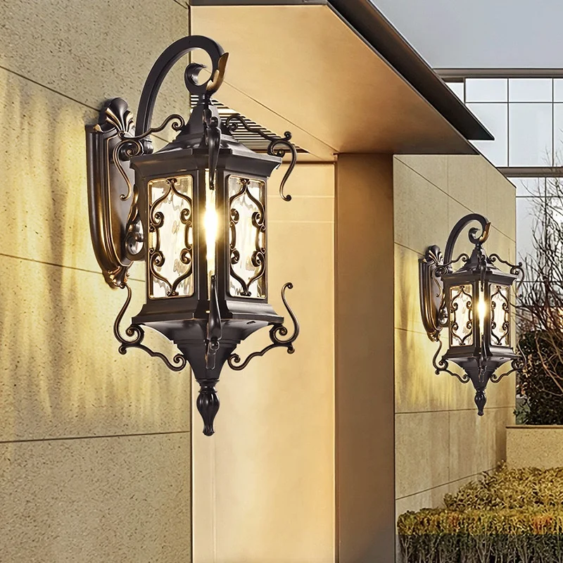 European style retro wall lamp villa outdoor lighting antique brass cabin wall outdoor door wall lamp