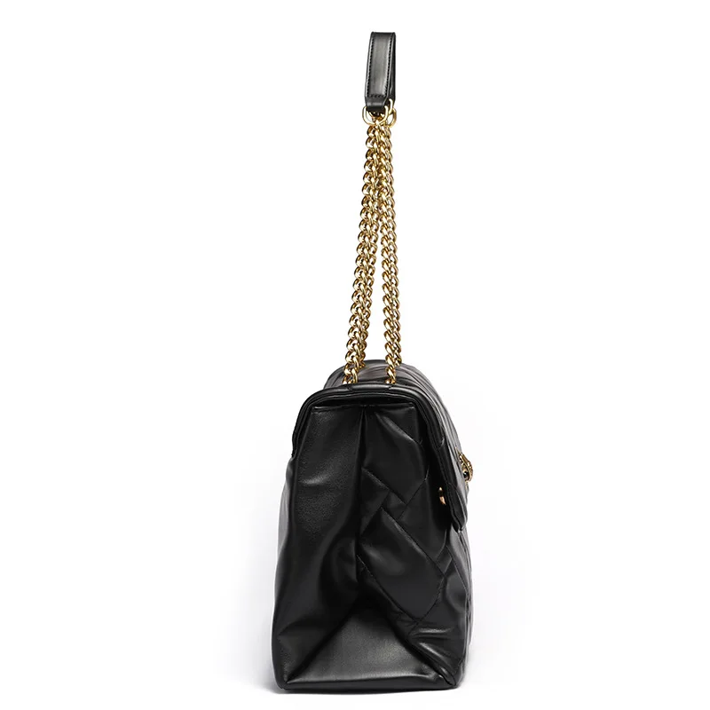Custom Logo Big Chain Flap Bag Vegan Leather Handbags Work Tote Crossbody Bag Women Purses