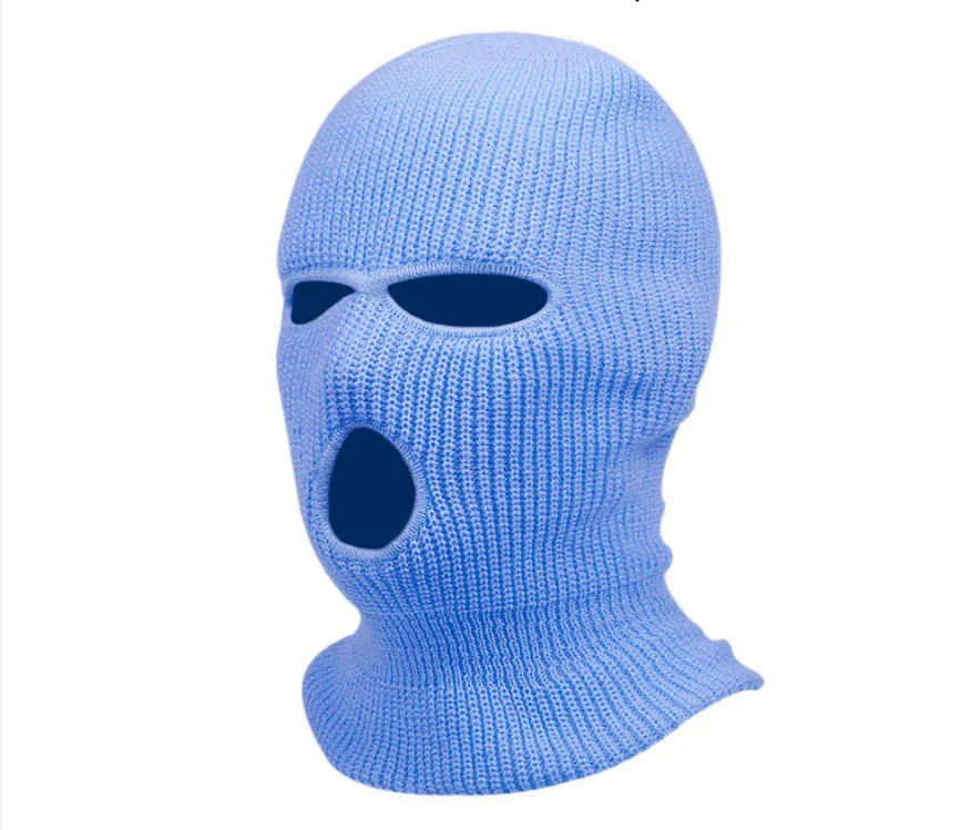 Three Hole Ski Mask Windproof Cycling Balaclava custom Embroidered Logo Full Face Knitted winter hat