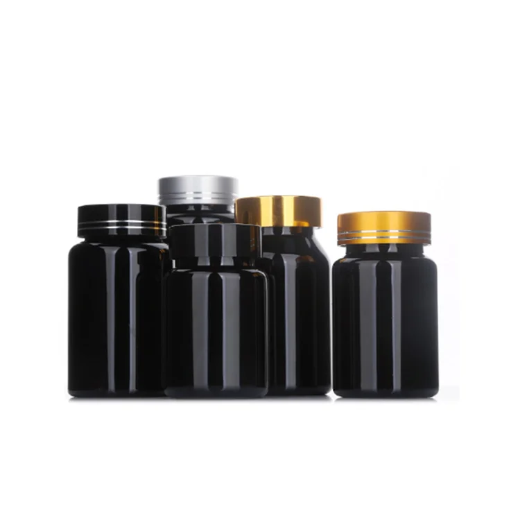 Plastic Vitamin Capsule Bottle Black Health Capsule Plastic Pill Bottle