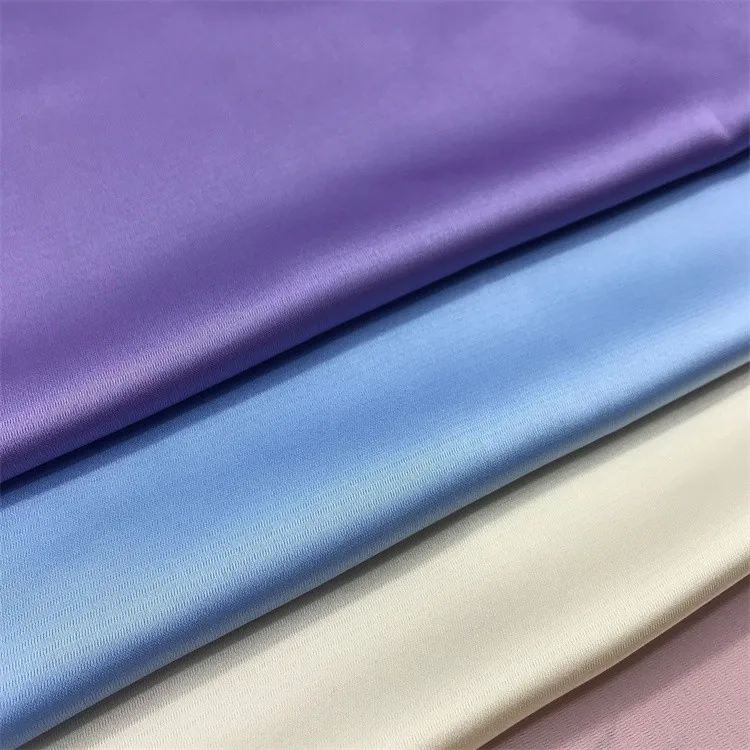 Custom color silk imitation 96 polyester 4 spandex luster pajama fabric high quality stretch satin polyester fabric shiny