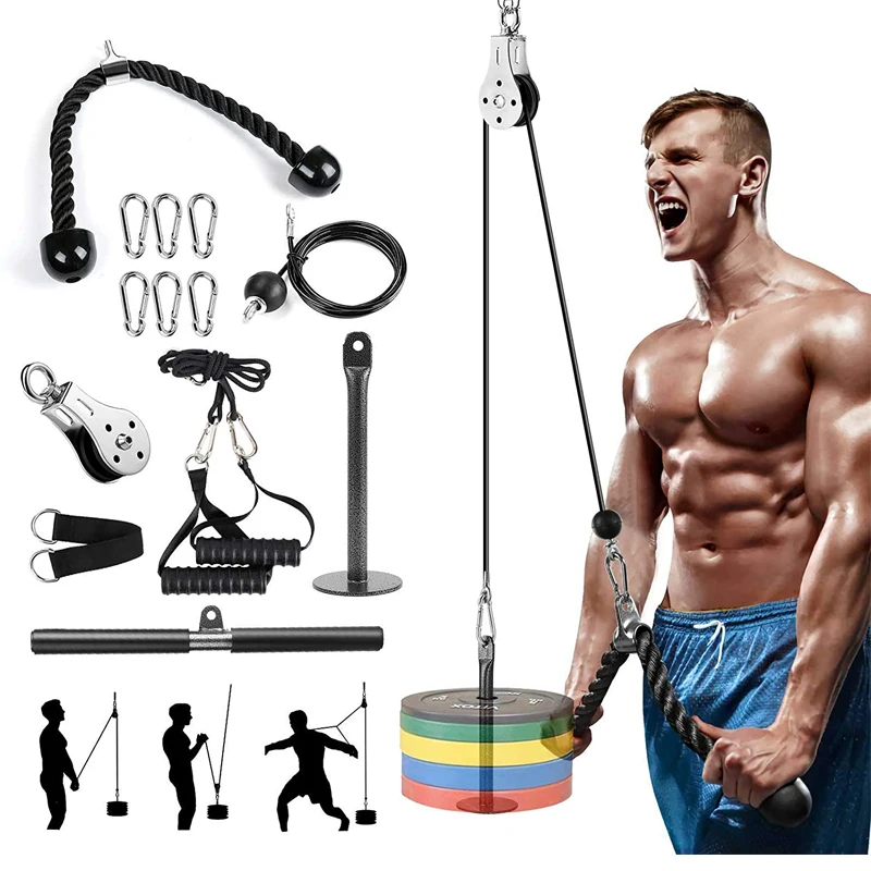 Exercise pulley system with Loading Pin Arm Muscle Strength Fitness Equipment for Pulldowns Biceps Curl Triceps