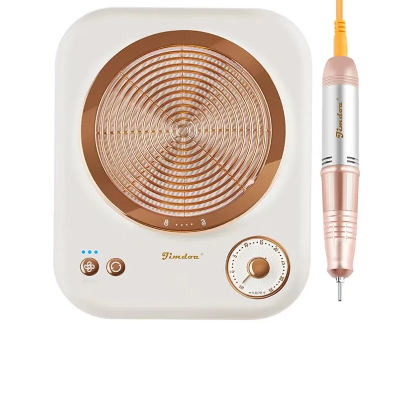 Vintage Leather Two-in-one 60W Vacuum Cleaner Nail Dust Collector Machine 35000 rpm Nail Drill