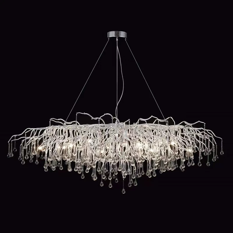 Luxury modern Chrome color restaurant dinner room hotel decorative crystal pendant lights chandelier